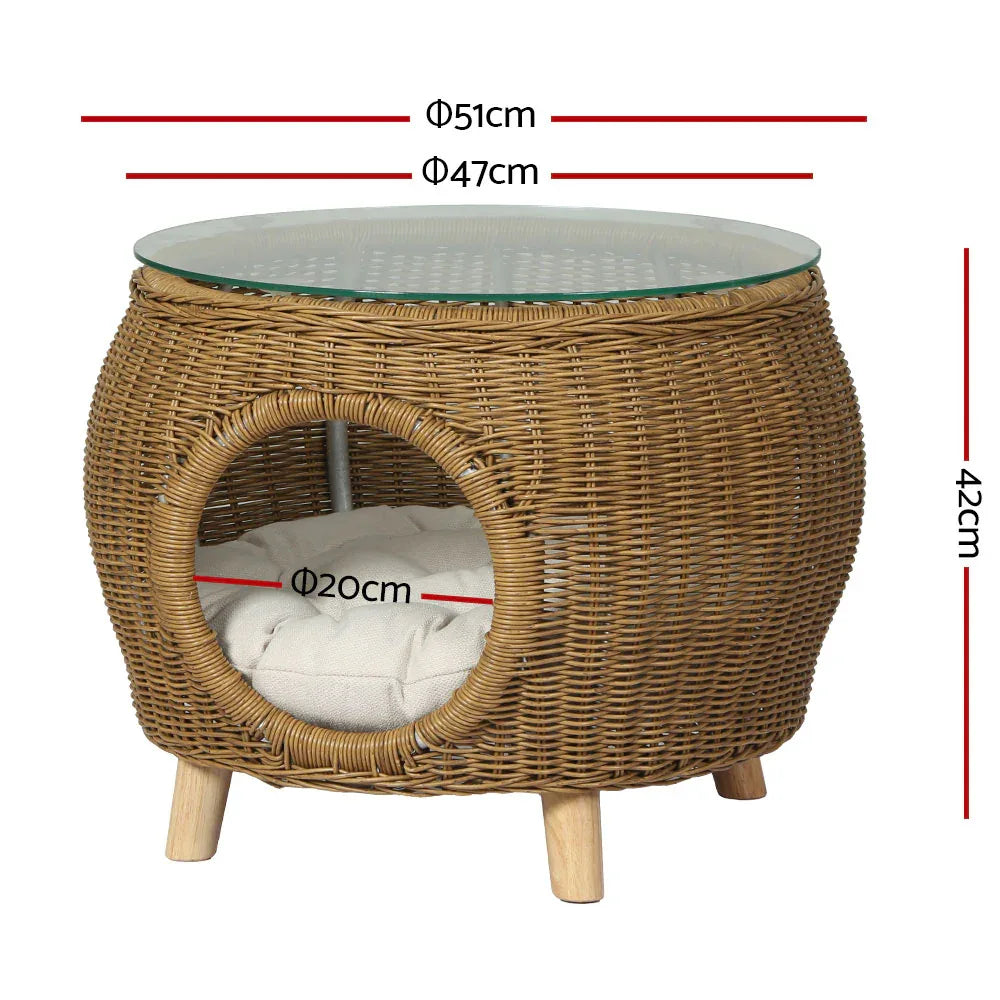 Gardeon Coffee Side Table Wicker Aluminium Desk Pet Bed Storage Outdoor Furniture - Mekamart Australia