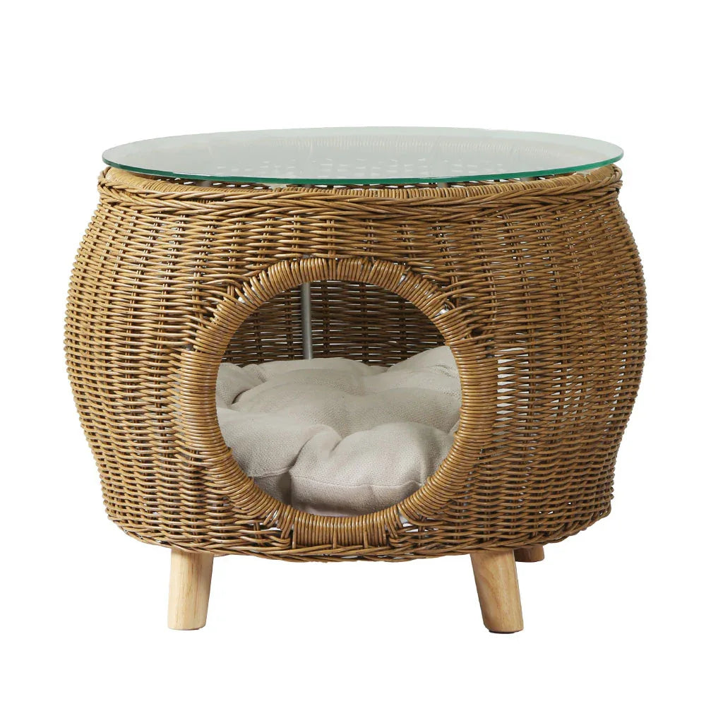 Gardeon Coffee Side Table Wicker Aluminium Desk Pet Bed Storage Outdoor Furniture - Mekamart Australia