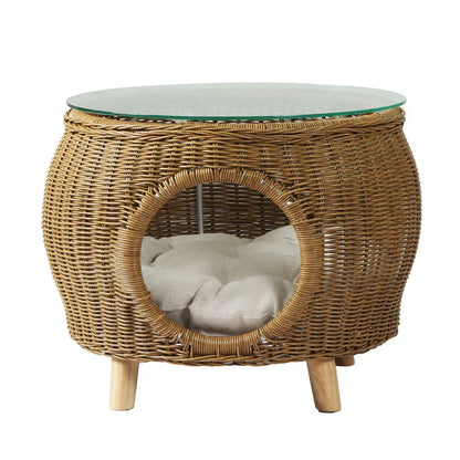 Gardeon Coffee Side Table Wicker Aluminium Desk Pet Bed Storage Outdoor Furniture - Mekamart Australia
