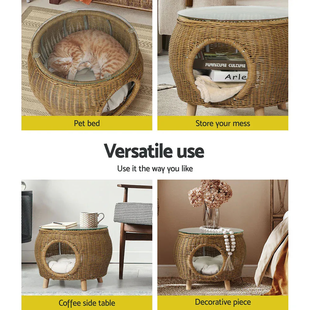 Gardeon Coffee Side Table Wicker Aluminium Desk Pet Bed Storage Outdoor Furniture - Mekamart Australia
