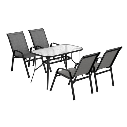 Gardeon 5PC Outdoor Dining Set Table and Chairs Patio Furniture Bistro Set Garden Grey - Mekamart Australia