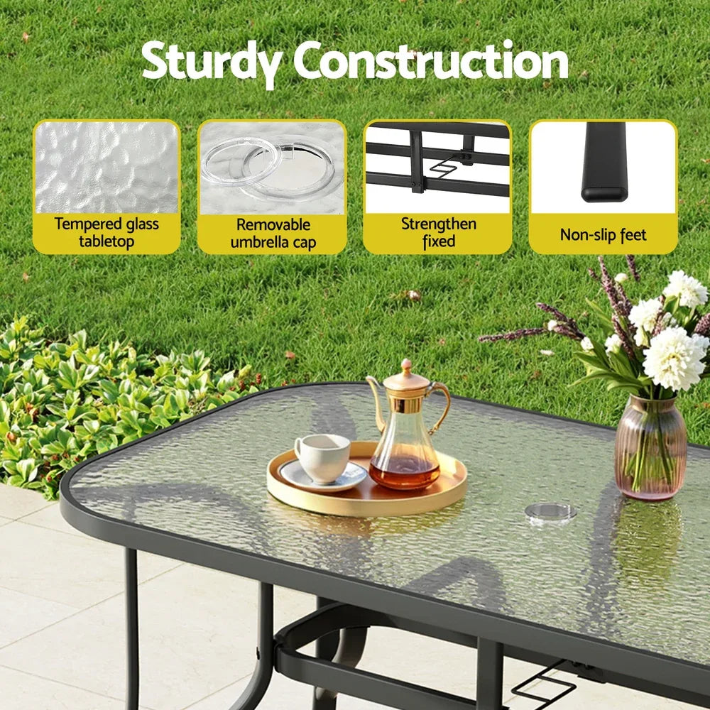Gardeon 5PC Outdoor Dining Set Table and Chairs Patio Furniture Bistro Set Garden Grey - Mekamart Australia