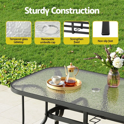 Gardeon 5PC Outdoor Dining Set Table and Chairs Patio Furniture Bistro Set Garden Grey - Mekamart Australia
