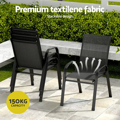 Gardeon 7PC Outdoor Dining Set Table and Chairs Patio Furniture Garden Bistro Set Black - Mekamart Australia