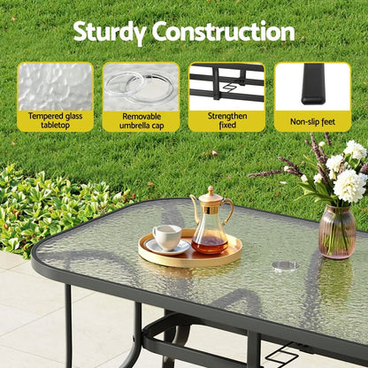 Gardeon 7PC Outdoor Dining Set Table and Chairs Patio Furniture Garden Bistro Set Black - Mekamart Australia