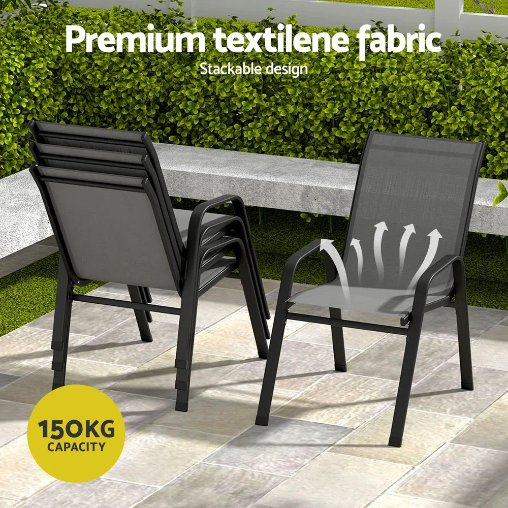Gardeon 7PC Outdoor Dining Set Table and Chairs Patio Furniture Garden Bistro Set Grey - Mekamart Australia