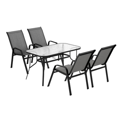 Gardeon 5PC Outdoor Dining Set Table and Chairs Patio Furniture Bistro Set Garden Grey - Mekamart Australia