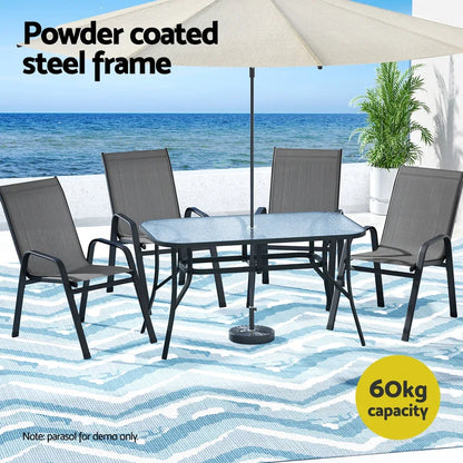 Gardeon 5PC Outdoor Dining Set Table and Chairs Patio Furniture Bistro Set Garden Grey - Mekamart Australia