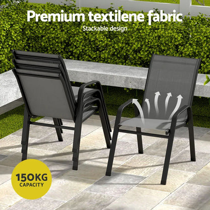 Gardeon 5PC Outdoor Dining Set Table and Chairs Patio Furniture Bistro Set Garden Grey - Mekamart Australia