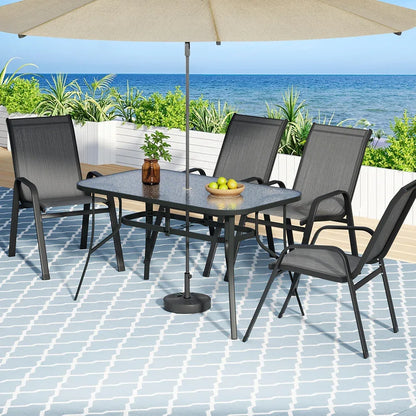 Gardeon 5PC Outdoor Dining Set Table and Chairs Patio Furniture Bistro Set Garden Grey - Mekamart Australia