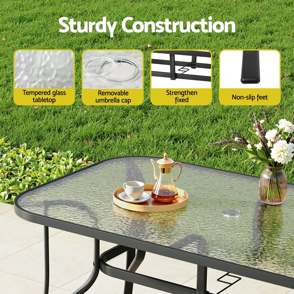 Gardeon 7PC Outdoor Dining Set Table and Chairs Patio Furniture Bistro Set Garden Black - Mekamart Australia
