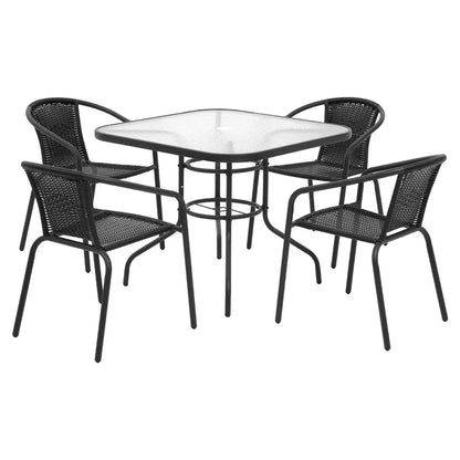 Gardeon Outdoor Dining Set 5 Piece Steel Stackable Chairs Table Patio Furniture - Mekamart Australia