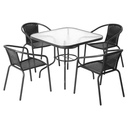 Gardeon Outdoor Dining Set 5 Piece Steel Stackable Chairs Table Patio Furniture - Mekamart Australia