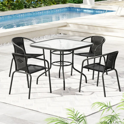 Gardeon Outdoor Dining Set 5 Piece Steel Stackable Chairs Table Patio Furniture - Mekamart Australia