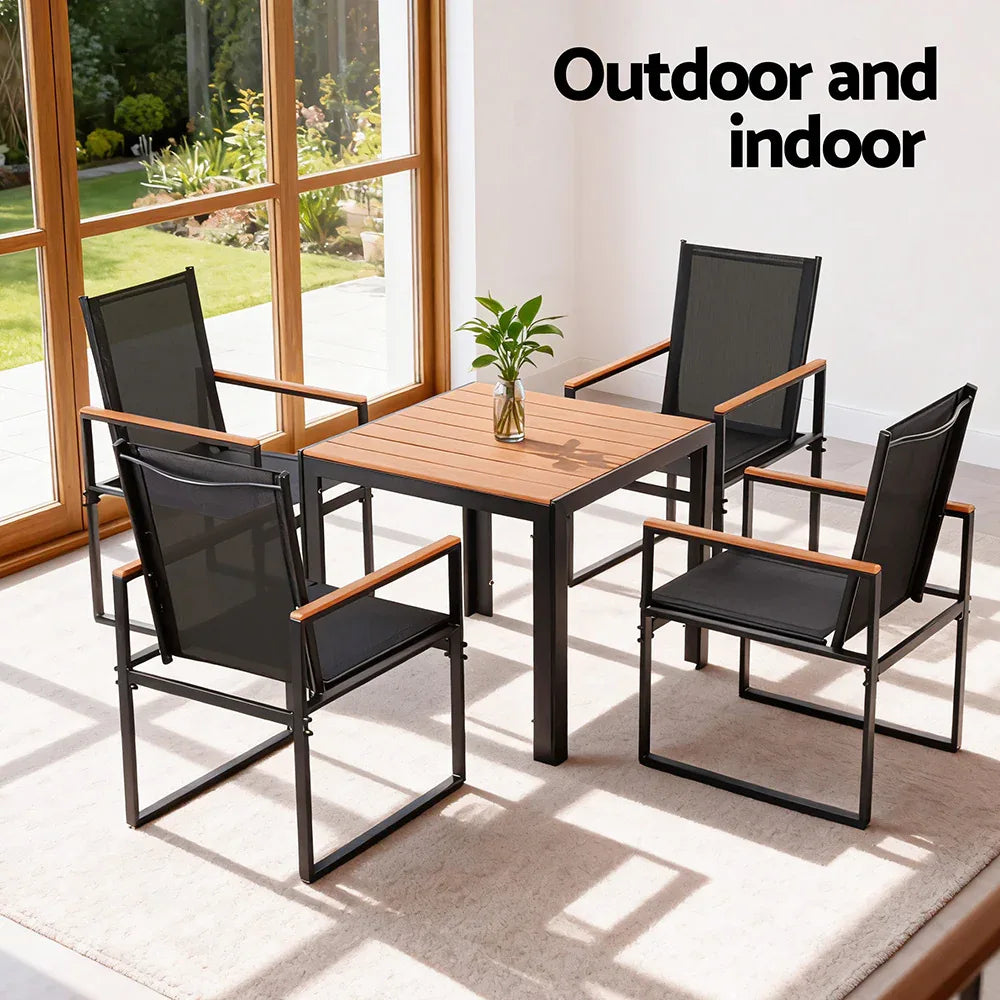 Gardeon 5PCS Outdoor Dining Set Table and Chairs Patio Garden Furniture Bistro Set - Mekamart Australia