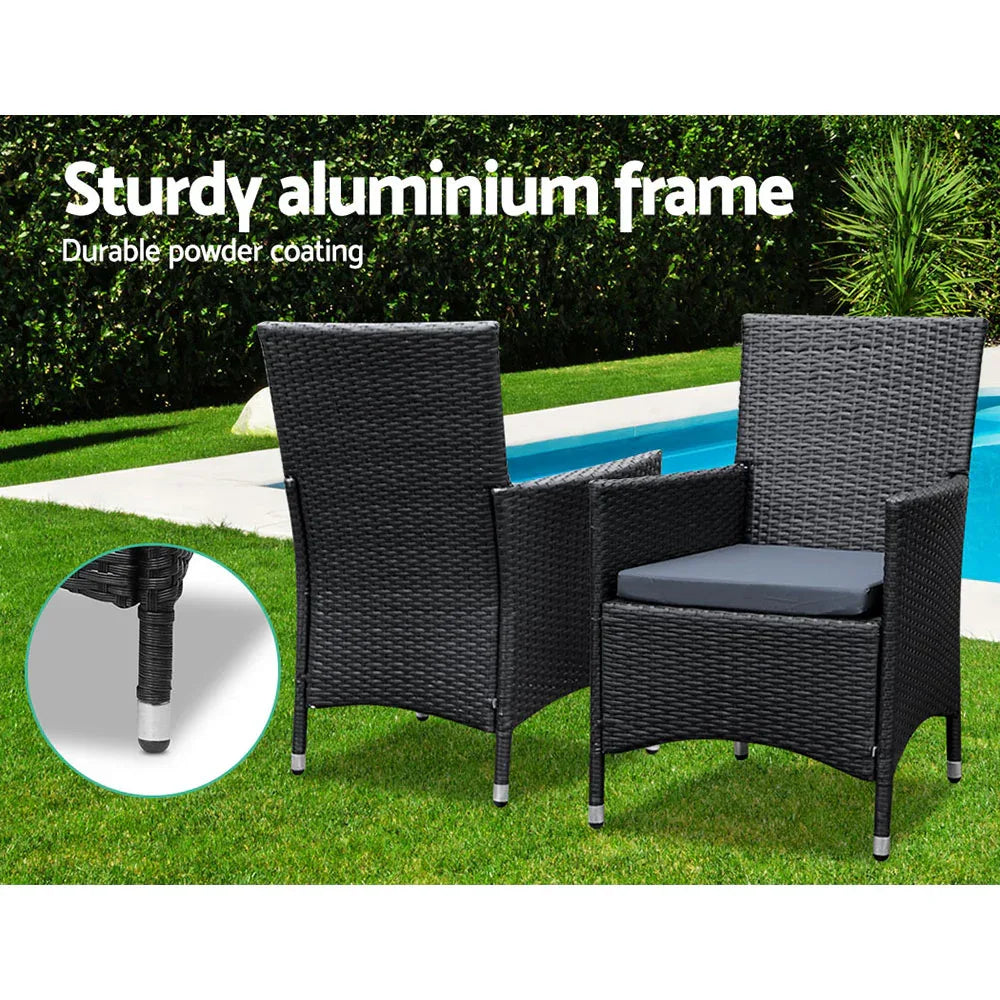 Gardeon Outdoor Dining Set 7 Piece Wicker Lounge Setting Black - Mekamart Australia