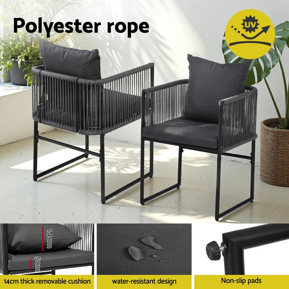 Gardeon 5PC Outdoor Dining Set Table and Chairs Patio Furniture Garden Bistro Set Black - Mekamart Australia