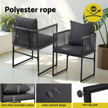 Gardeon 5PC Outdoor Dining Set Table and Chairs Patio Furniture Garden Bistro Set Black - Mekamart Australia