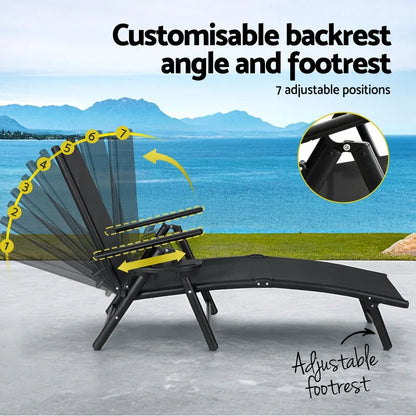 Gardeon Sun Lounge Outdoor Lounger Aluminium Folding Beach Chair Camping Patio - Mekamart Australia