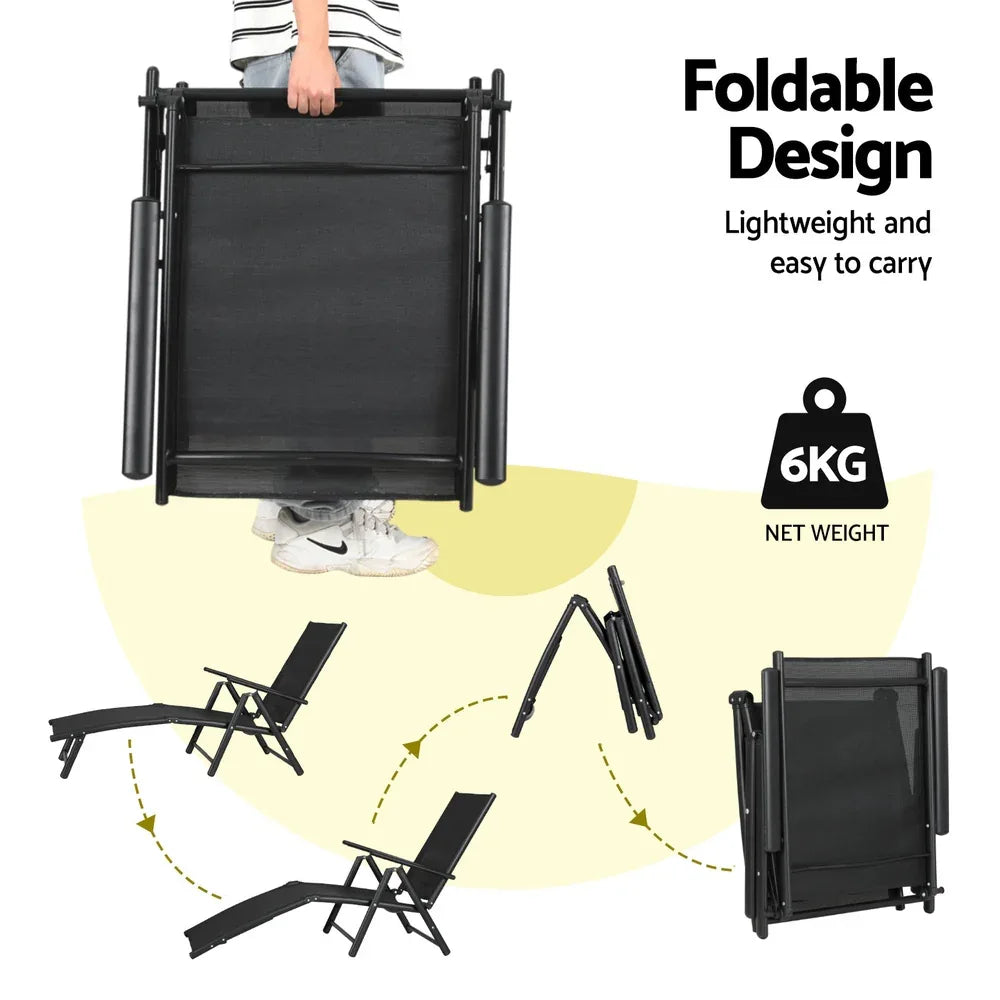 Gardeon Sun Lounge Outdoor Lounger Aluminium Folding Beach Chair Camping Patio - Mekamart Australia