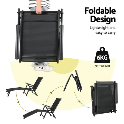 Gardeon Sun Lounge Outdoor Lounger Aluminium Folding Beach Chair Camping Patio - Mekamart Australia