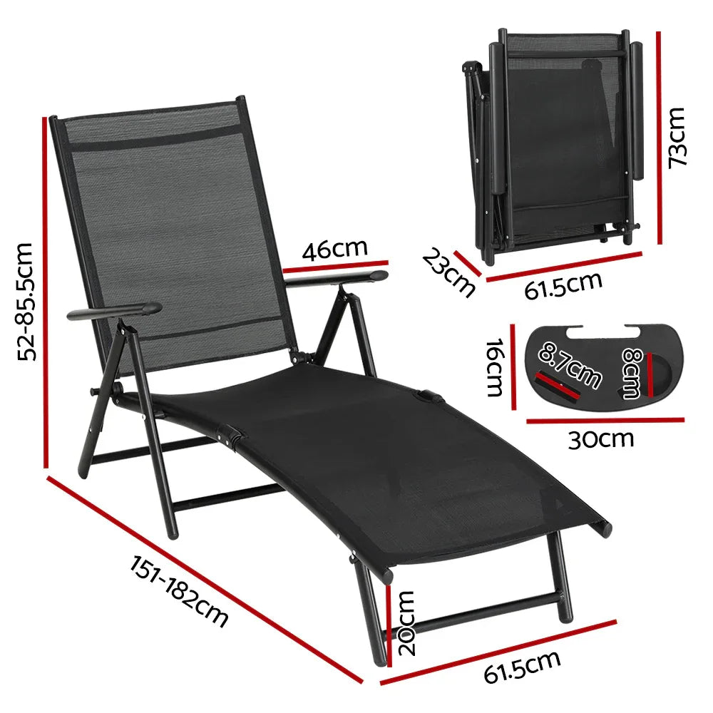 Gardeon Sun Lounge Outdoor Lounger Aluminium Folding Beach Chair Camping Patio - Mekamart Australia