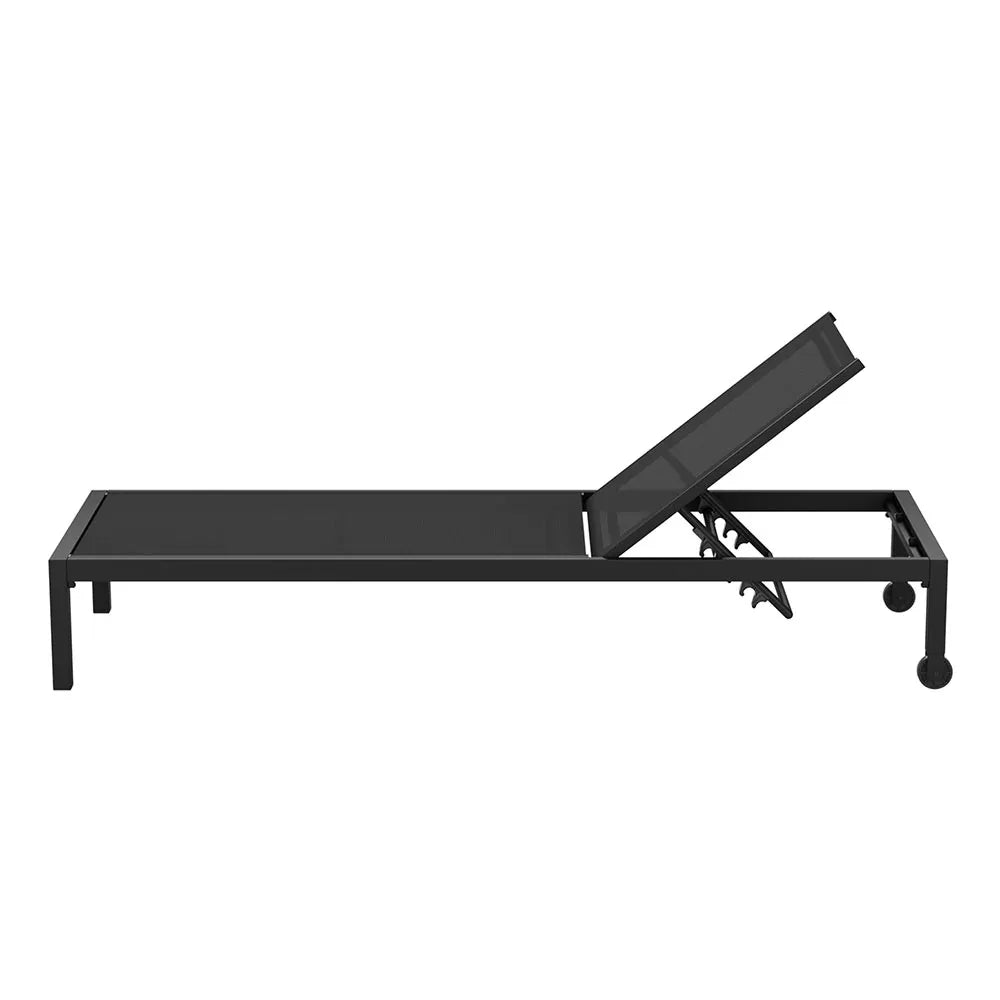 Gardeon Sun Lounge Outdoor Lounger Aluminium Folding Beach Chair Wheels Black - Mekamart Australia