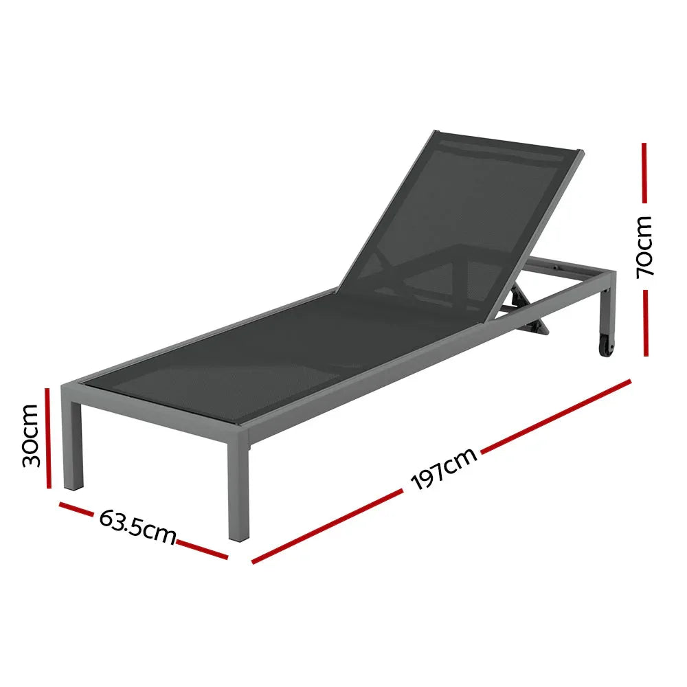 Gardeon Sun Lounge Outdoor Lounger Aluminium Folding Beach Chair Wheels Patio - Mekamart Australia