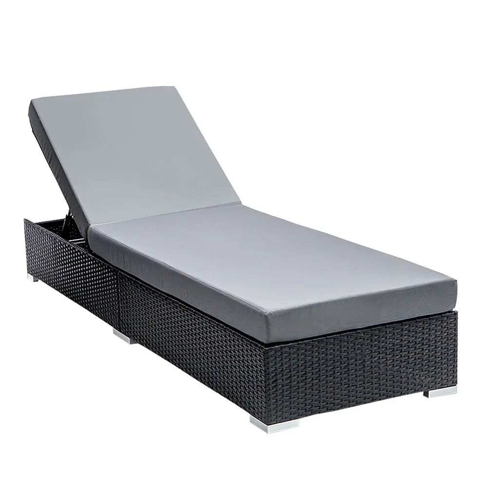 Gardeon Sun Lounge Wicker Lounger Outdoor Furniture Day Bed Adjustable Rattan Garden Cover - Mekamart Australia