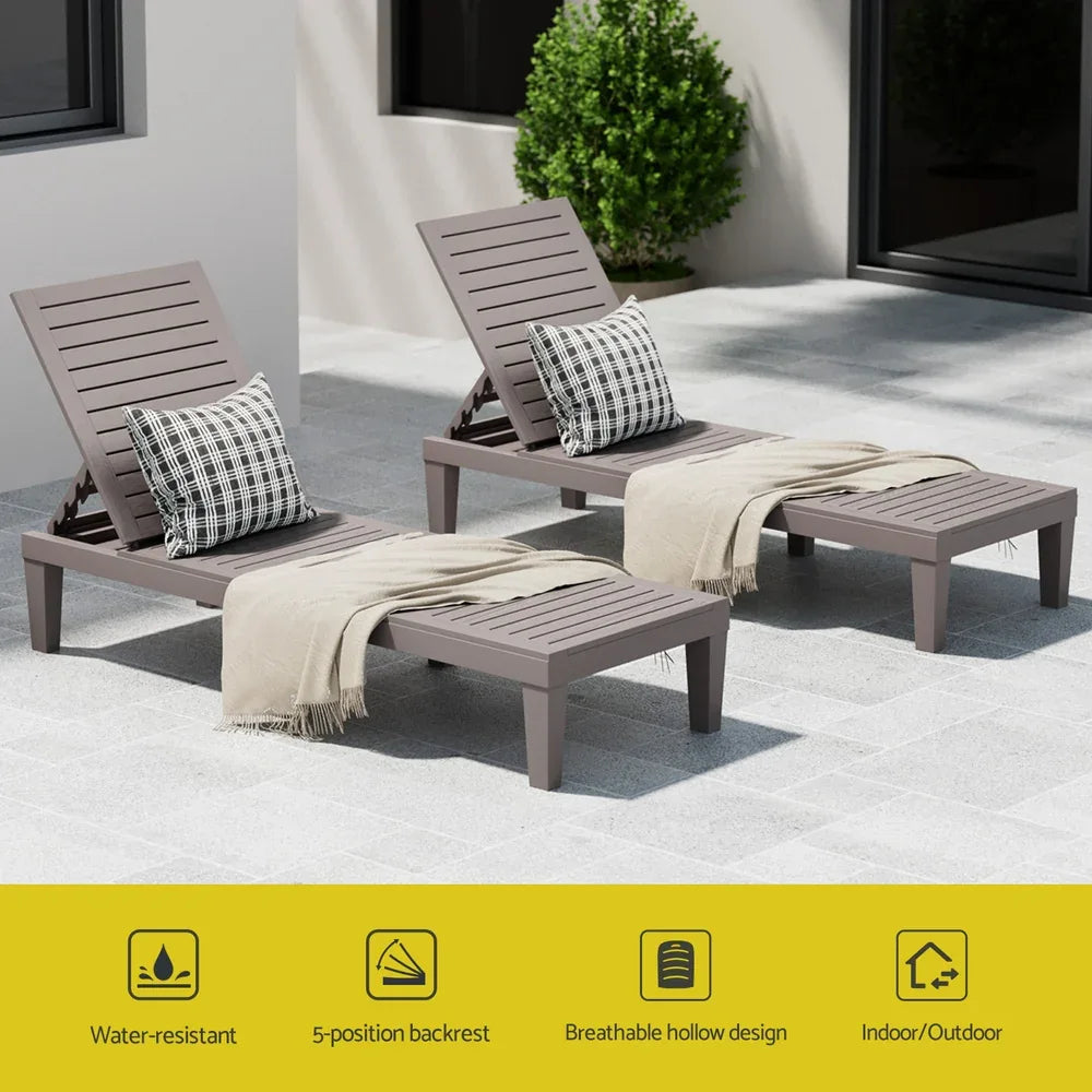 Gardeon Sun Lounge Adjustable Recliner Patio Outdoor Furniture Lightweight Grey - Mekamart Australia