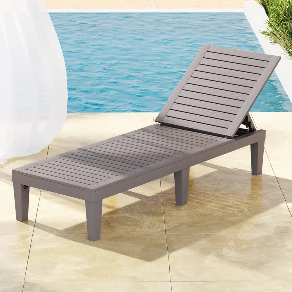 Gardeon Sun Lounge Adjustable Recliner Patio Outdoor Furniture Lightweight Grey - Mekamart Australia