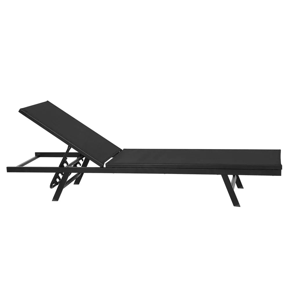 Gardeon Sun Lounge Outdoor Lounger Steel Beach Chair Patio Furniture Black - Mekamart Australia
