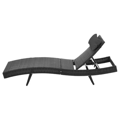 Gardeon Sun Lounge Wicker Lounger Outdoor Furniture Beach Chair Garden Adjustable Black - Mekamart Australia