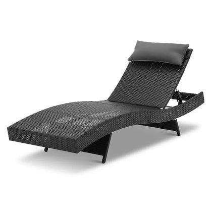 Gardeon Sun Lounge Wicker Lounger Outdoor Furniture Beach Chair Garden Adjustable Black - Mekamart Australia