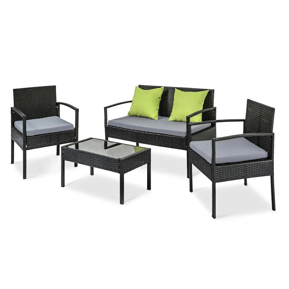 Gardeon Outdoor Sofa Set Wicker Lounge Setting Table and Chairs Patio Furniture - Mekamart Australia