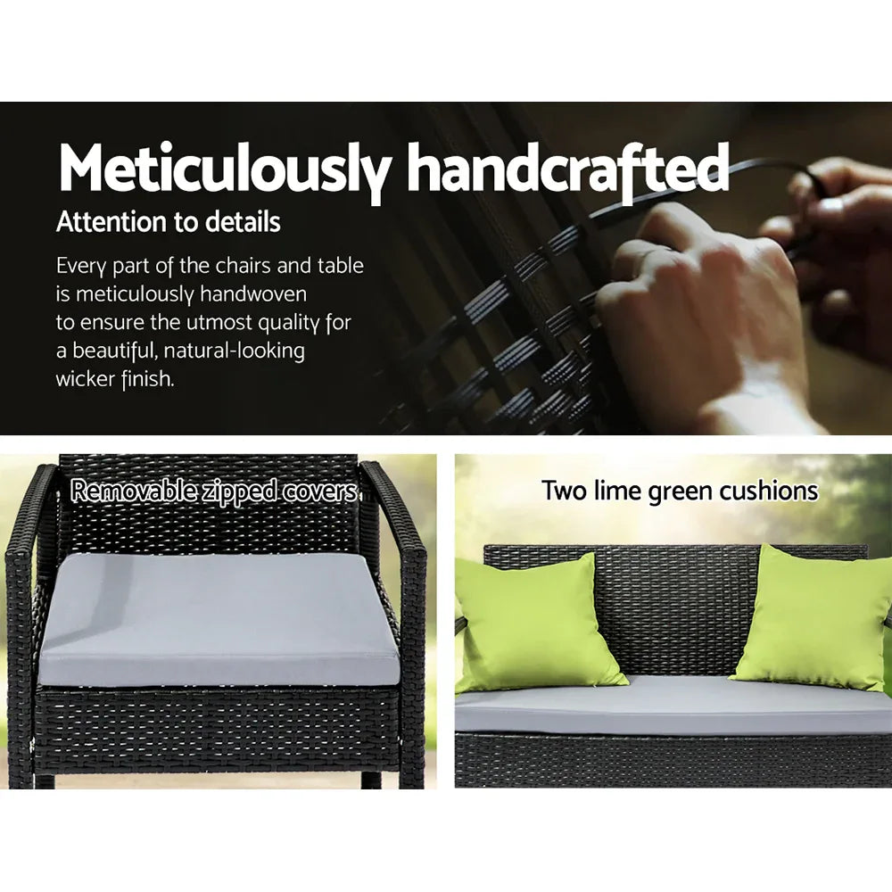 Gardeon Outdoor Sofa Set Wicker Lounge Setting Table and Chairs Patio Furniture - Mekamart Australia