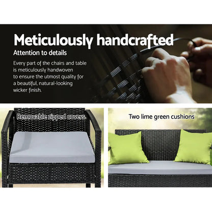 Gardeon Outdoor Sofa Set Wicker Lounge Setting Table and Chairs Patio Furniture - Mekamart Australia