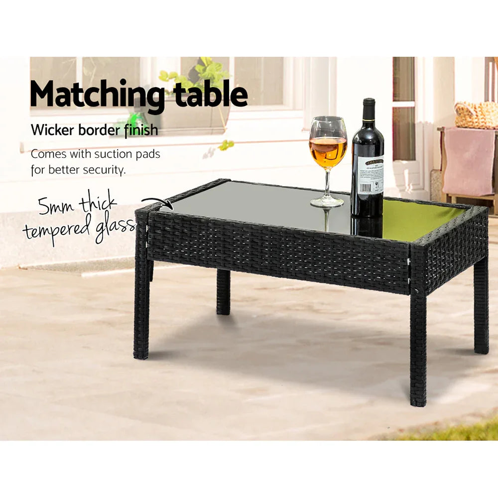Gardeon Outdoor Sofa Set Wicker Lounge Setting Table and Chairs Patio Furniture - Mekamart Australia