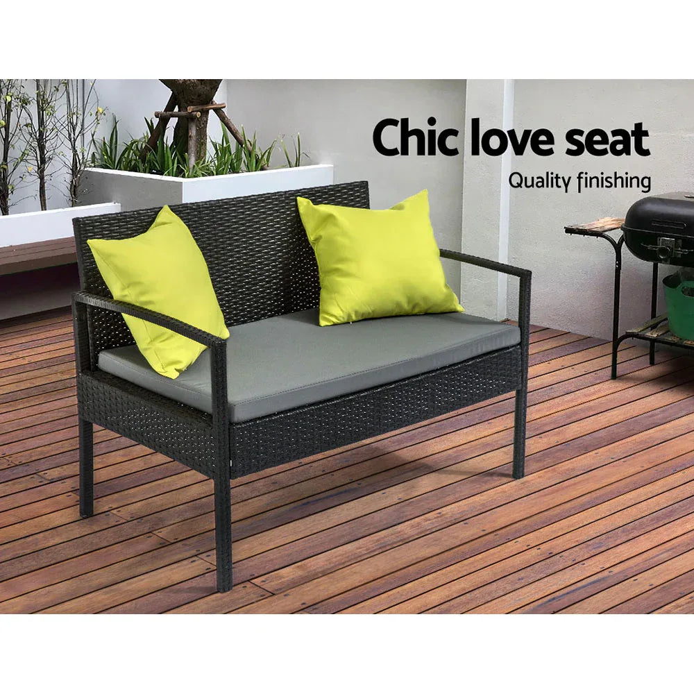 Gardeon Outdoor Sofa Set Wicker Lounge Setting Table and Chairs Storage Cover - Mekamart Australia