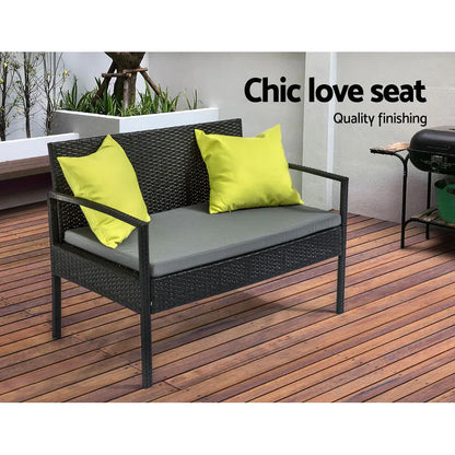 Gardeon Outdoor Sofa Set Wicker Lounge Setting Table and Chairs Storage Cover - Mekamart Australia