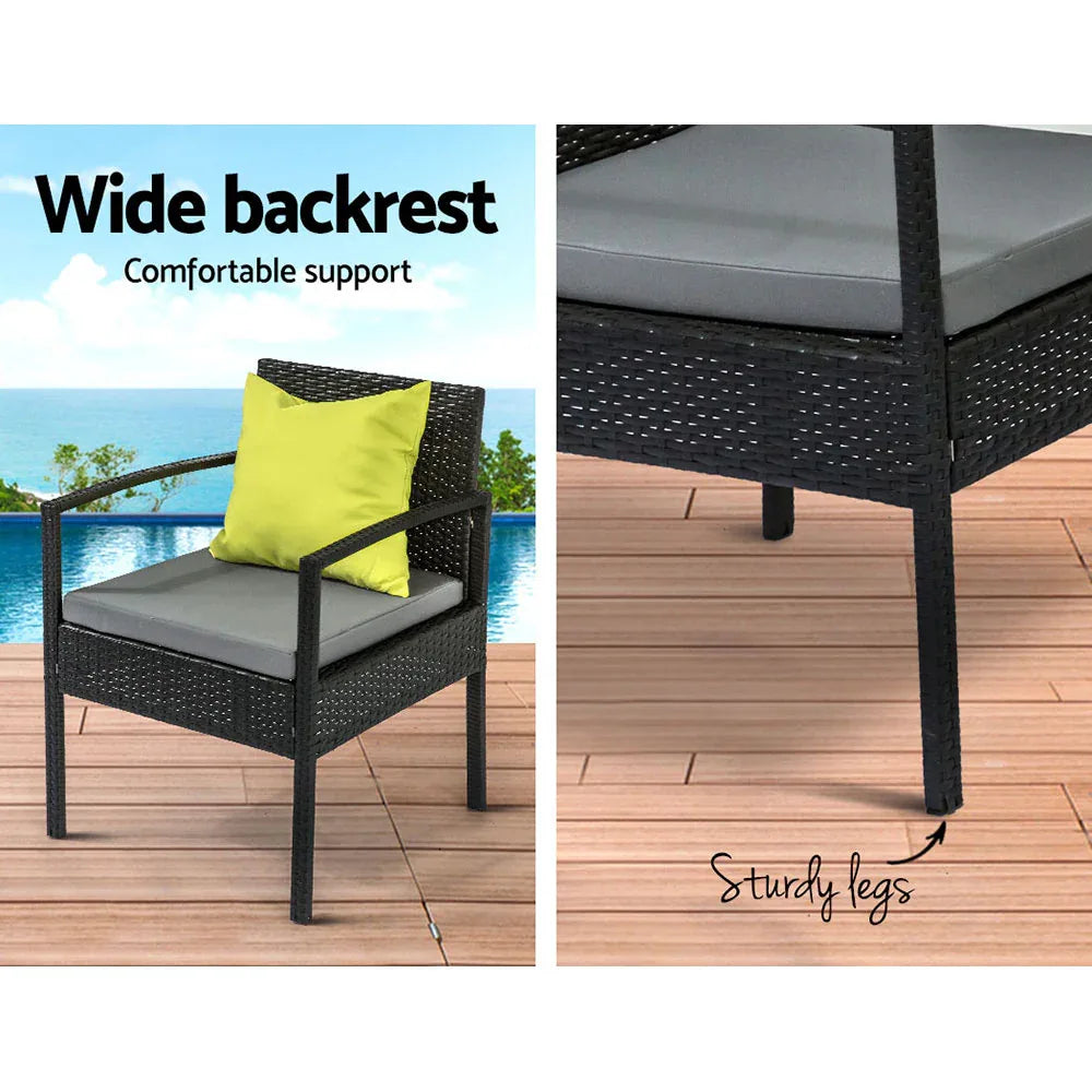 Gardeon Outdoor Sofa Set Wicker Lounge Setting Table and Chairs Storage Cover - Mekamart Australia