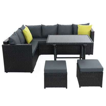 Gardeon Outdoor Dining Set Aluminum Table Chairs Wicker Setting Black - Mekamart Australia