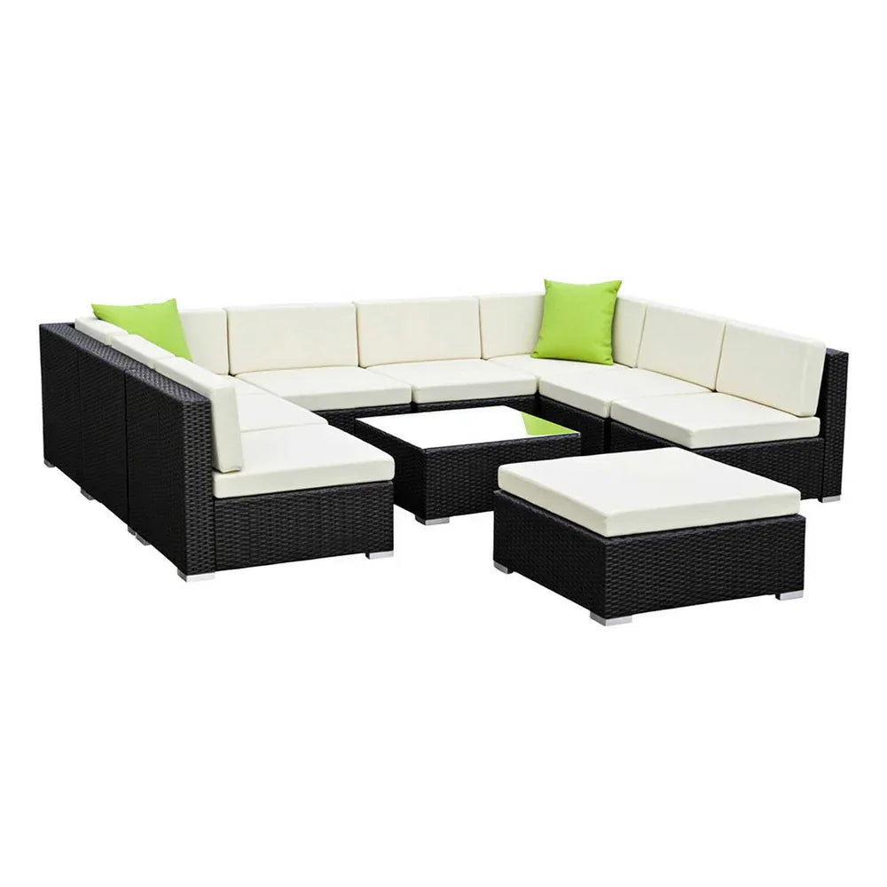 Gardeon 10-Piece Outdoor Sofa Set Wicker Couch Lounge Setting Cover - Mekamart Australia