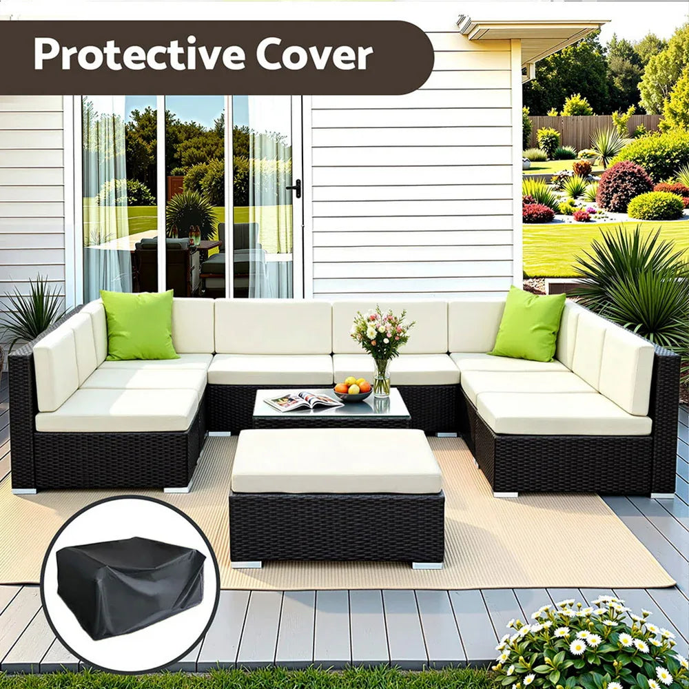 Gardeon 10-Piece Outdoor Sofa Set Wicker Couch Lounge Setting Cover - Mekamart Australia