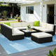 Gardeon 10-Piece Outdoor Sofa Set Wicker Couch Lounge Setting Cover - Mekamart Australia