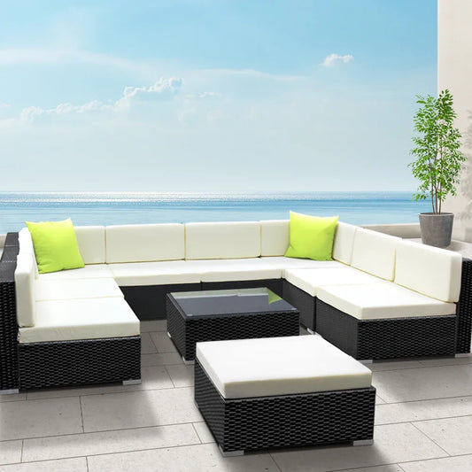 Gardeon 10-Piece Outdoor Sofa Set Wicker Couch Lounge Setting 9 Seater - Mekamart Australia
