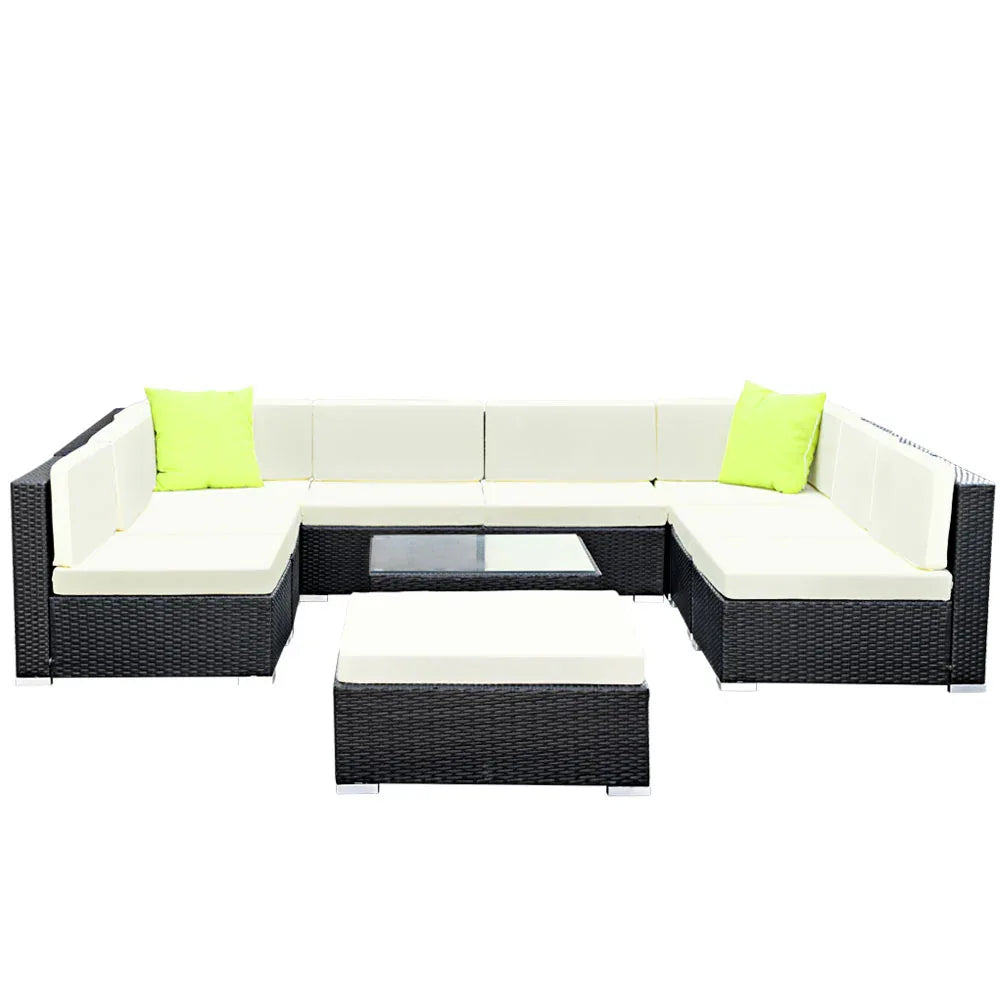 Gardeon 10-Piece Outdoor Sofa Set Wicker Couch Lounge Setting 9 Seater - Mekamart Australia