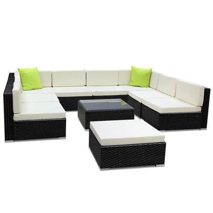 Gardeon 10-Piece Outdoor Sofa Set Wicker Couch Lounge Setting 9 Seater - Mekamart Australia