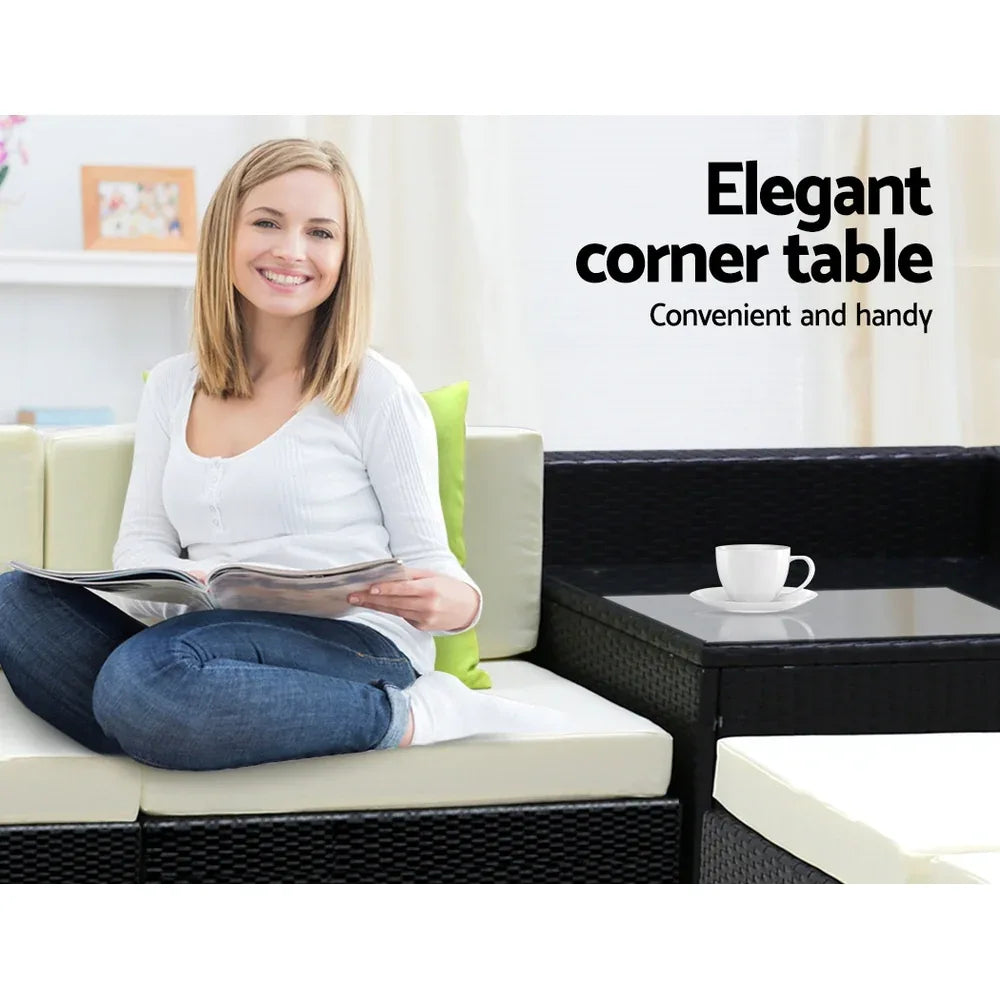Gardeon 11PC Sofa Set with Storage Cover Outdoor Furniture Wicker - Mekamart Australia