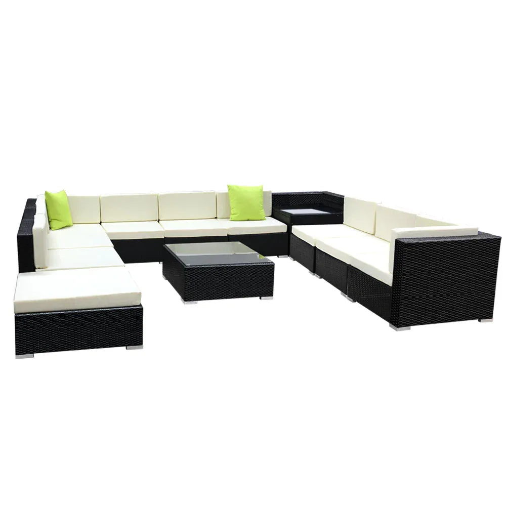 Gardeon 12PC Sofa Set with Storage Cover Outdoor Furniture Wicker - Mekamart Australia